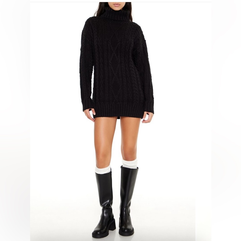 Black Turtleneck Sweater Mini Dress
